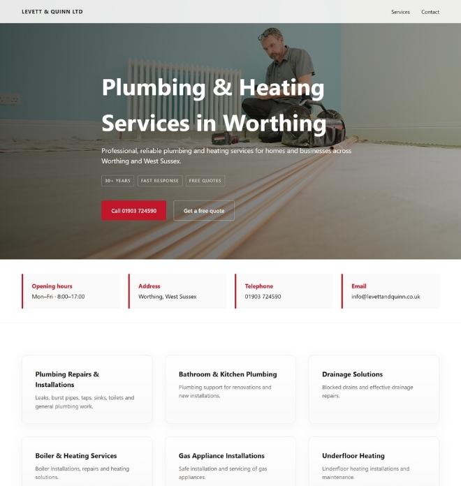 Website depois da reestruturação — layout claro e hierarquia definida
